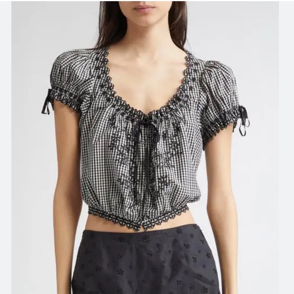 Doen Nera Top: Black and White Gingham